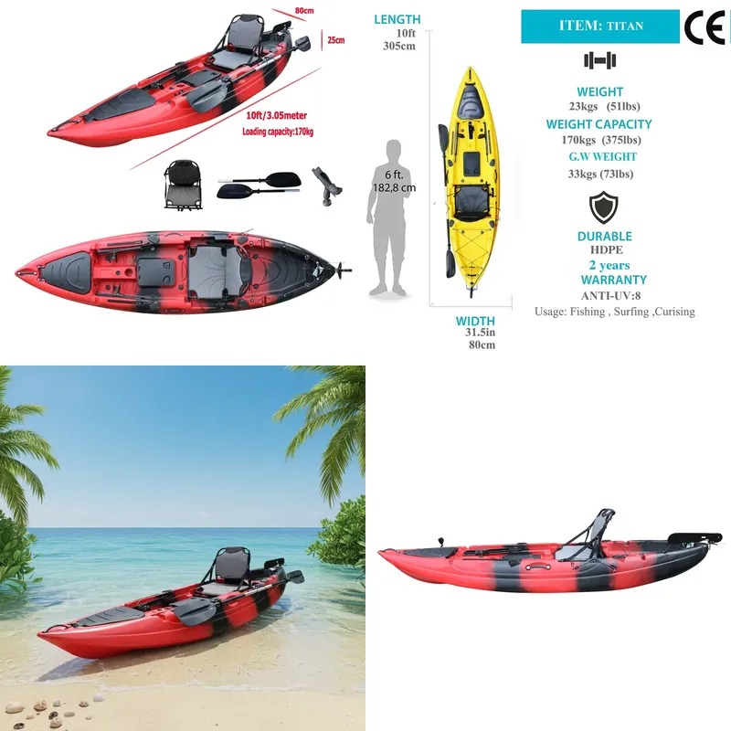 10ft Single Seat Sit on Fishin - Fishing Kayak Paddle ulasan dan harga